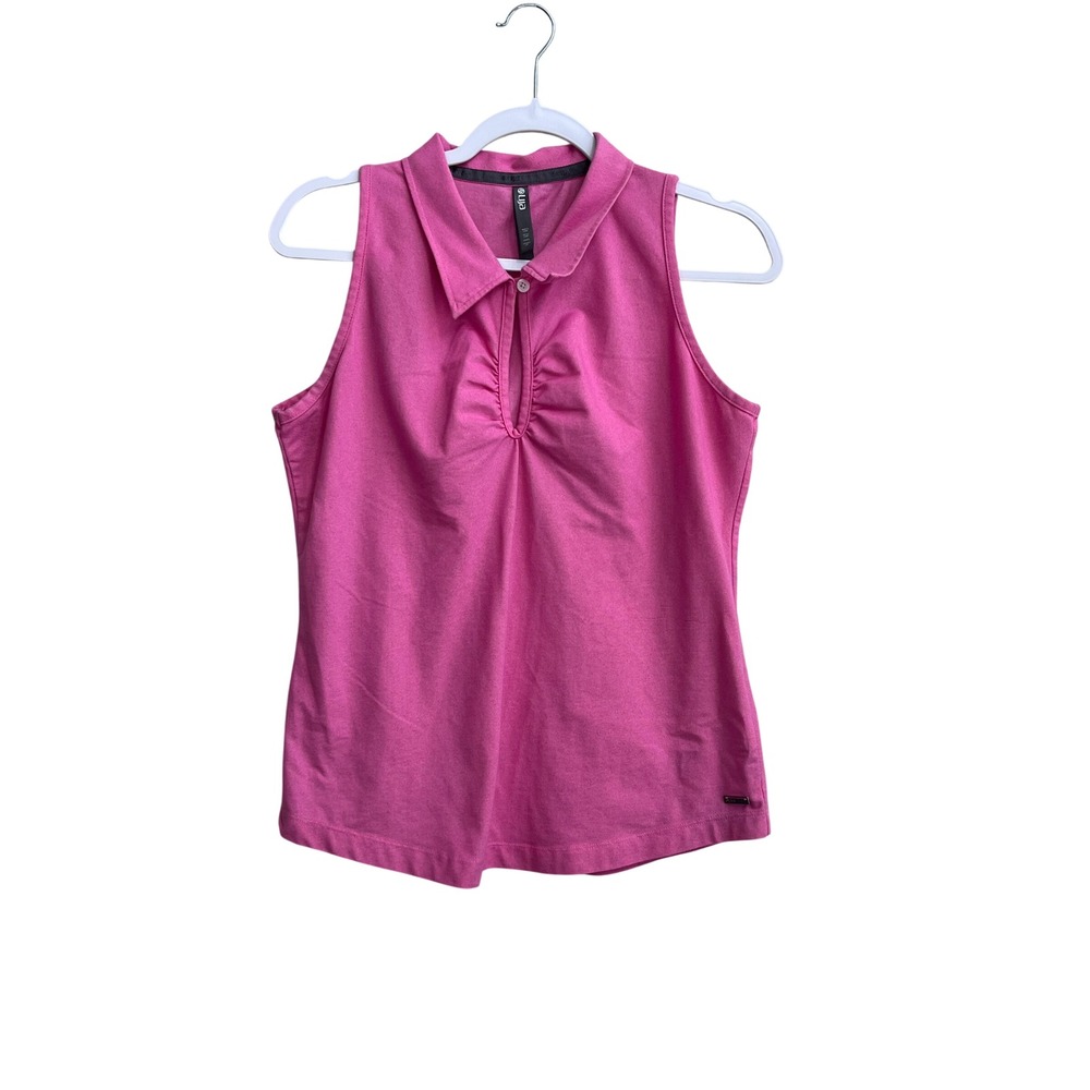 Lija Womens Pink Sleeveless Golf Polo Shirt Keyhole‎ Neck Size Large